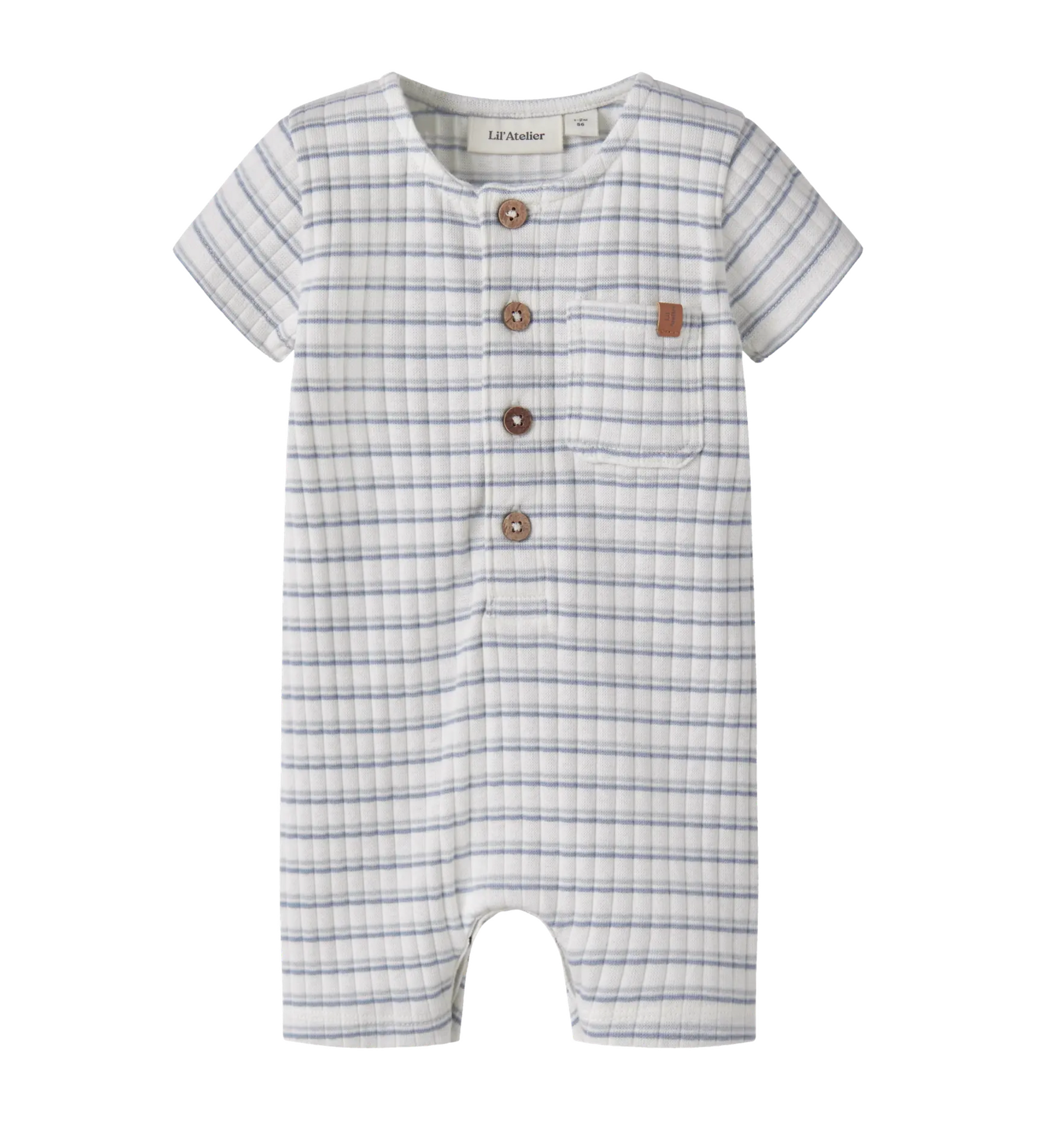Ribbad randig bodysuit - NBMHALDUR SS LOOSE SHORT SUIT LIL -  DUSTY BLUE