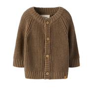 Långärmad kofta baby - NBNEMLEN LS KNIT CARD LIL NOOS - Shitake