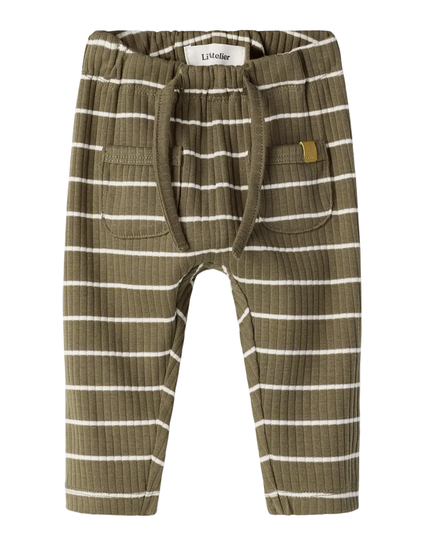 Ribbad randiga byxor - NBMKAIL REG PANT LIL NOOS - Shitake