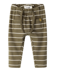 Ribbad randiga byxor - NBMKAIL REG PANT LIL NOOS - Shitake