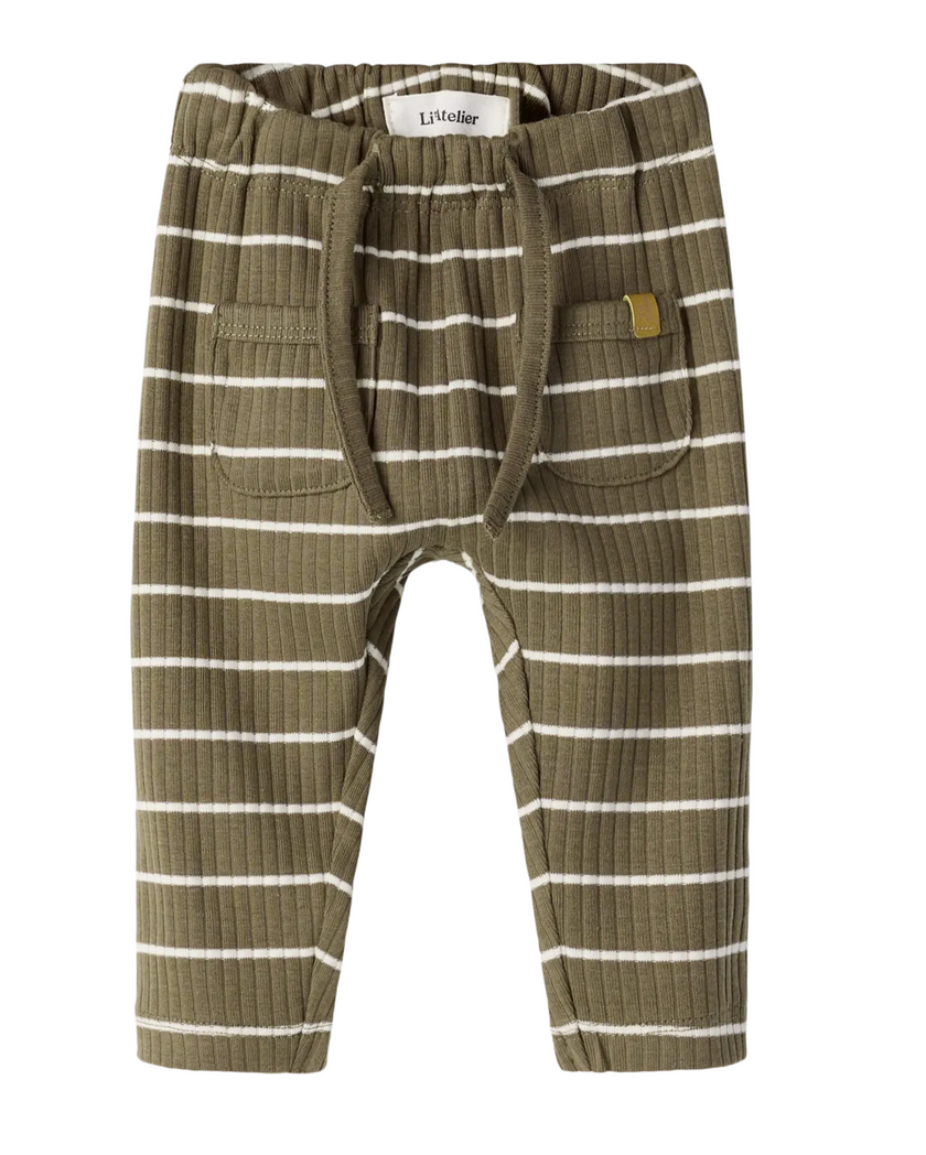 Ribbad randiga byxor - NBMKAIL REG PANT LIL NOOS - Shitake