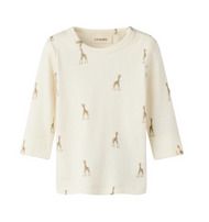 EKOLOGISK BOMULL LÅNGÄRMAD TOPP - NBNGAVO EMO LS SLIM TOP LIL - GIRAFFE
