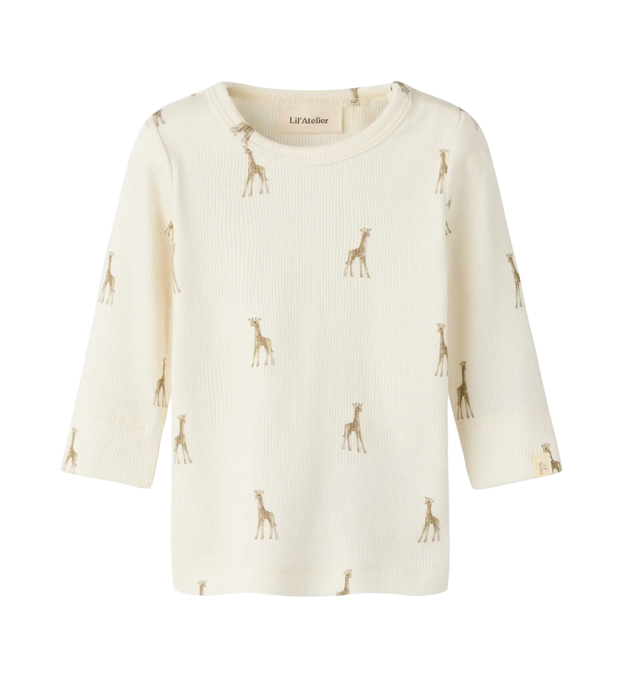 EKOLOGISK BOMULL LÅNGÄRMAD TOPP - NBNGAVO EMO LS SLIM TOP LIL - GIRAFFE