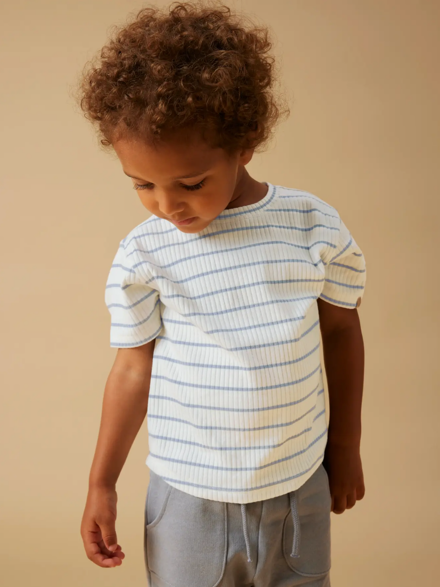 Ribbad randig t-shirt - NMMKAIL SS TOP LIL NOOS - ZEN BLUE