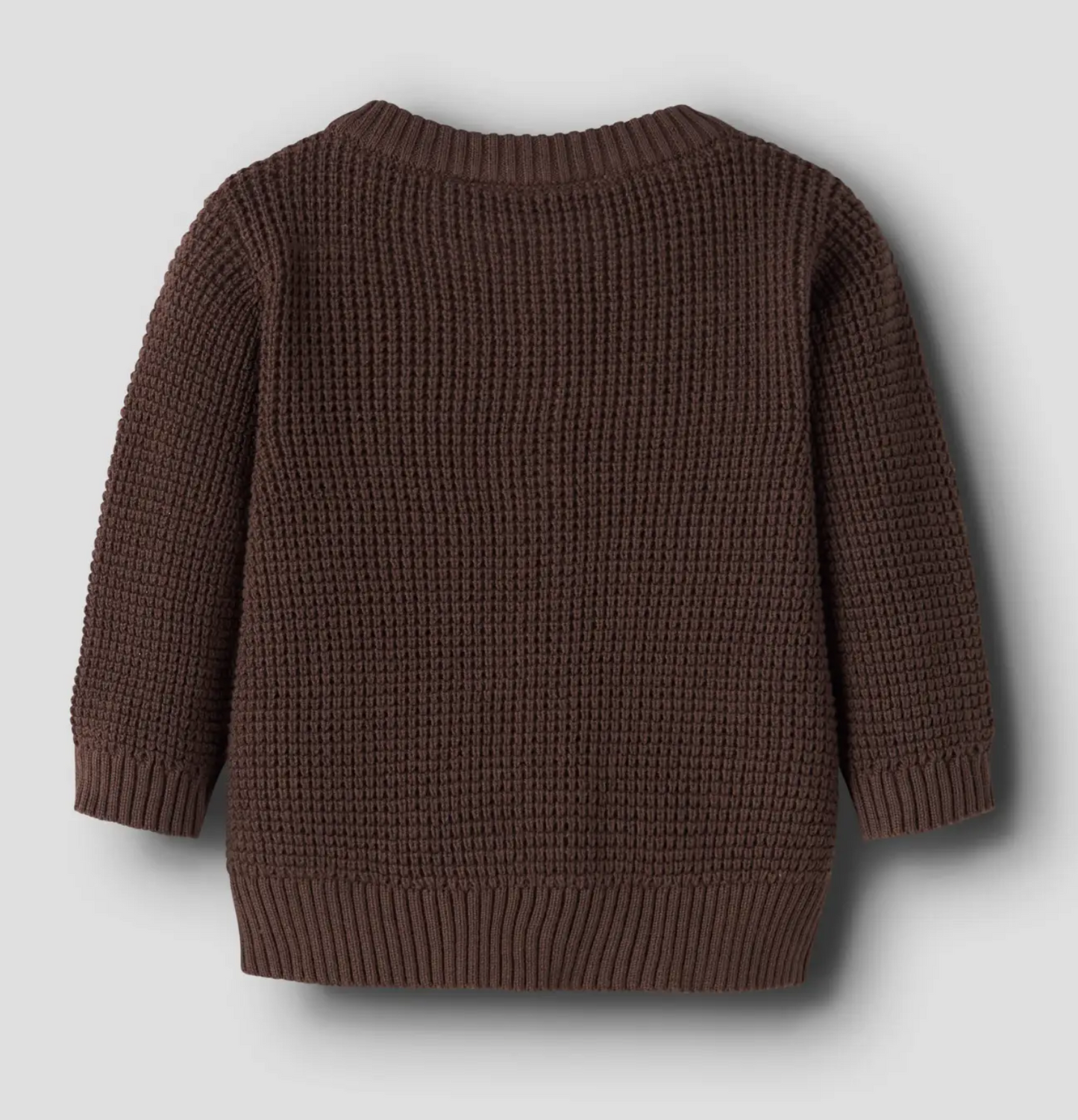 Stickad Kofta Baby Ekologisk Bomull - NBNBUBBA LS KNIT CARD NOOS - French Roast