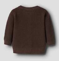 Stickad Kofta Baby Ekologisk Bomull - NBNBUBBA LS KNIT CARD NOOS - French Roast
