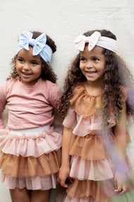 Lieveling Hårband med rosett i ekologisk bomull Sky Blue